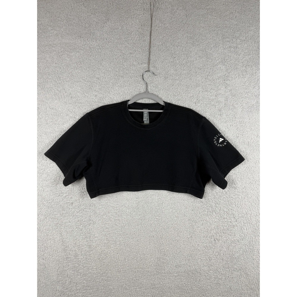 ADIDAS BY STELLA MCCARTNEY Crop Tee Women S Black Heavy Cotton/Polyester T-Shirt